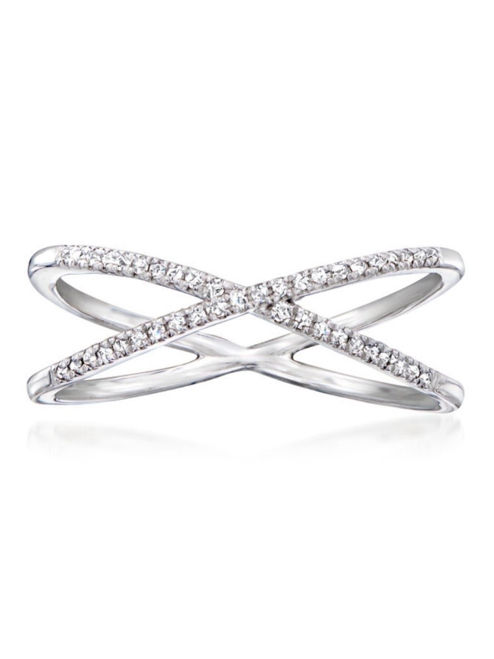 ROSS-SIMONS .10ct Diamond Crisscross Ring in Sterling Silver . size 6.5